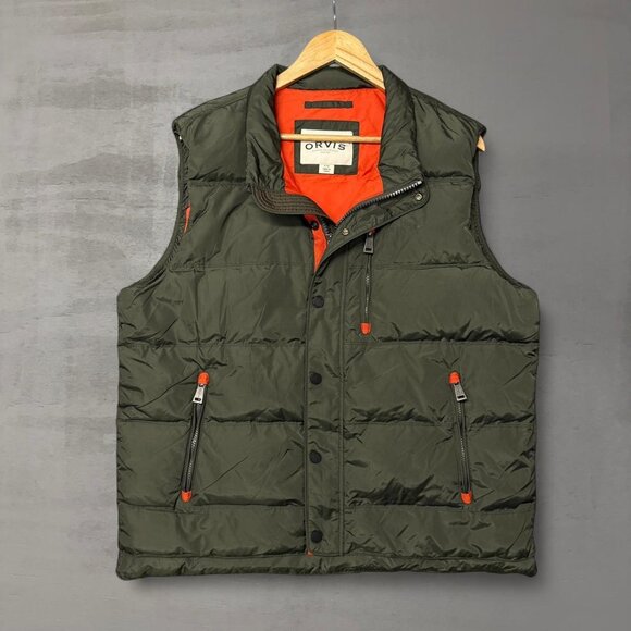 Orvis Essex Down Puffer Zip Up Military Style Green Vest Men’s Large - Picture 1 of 6